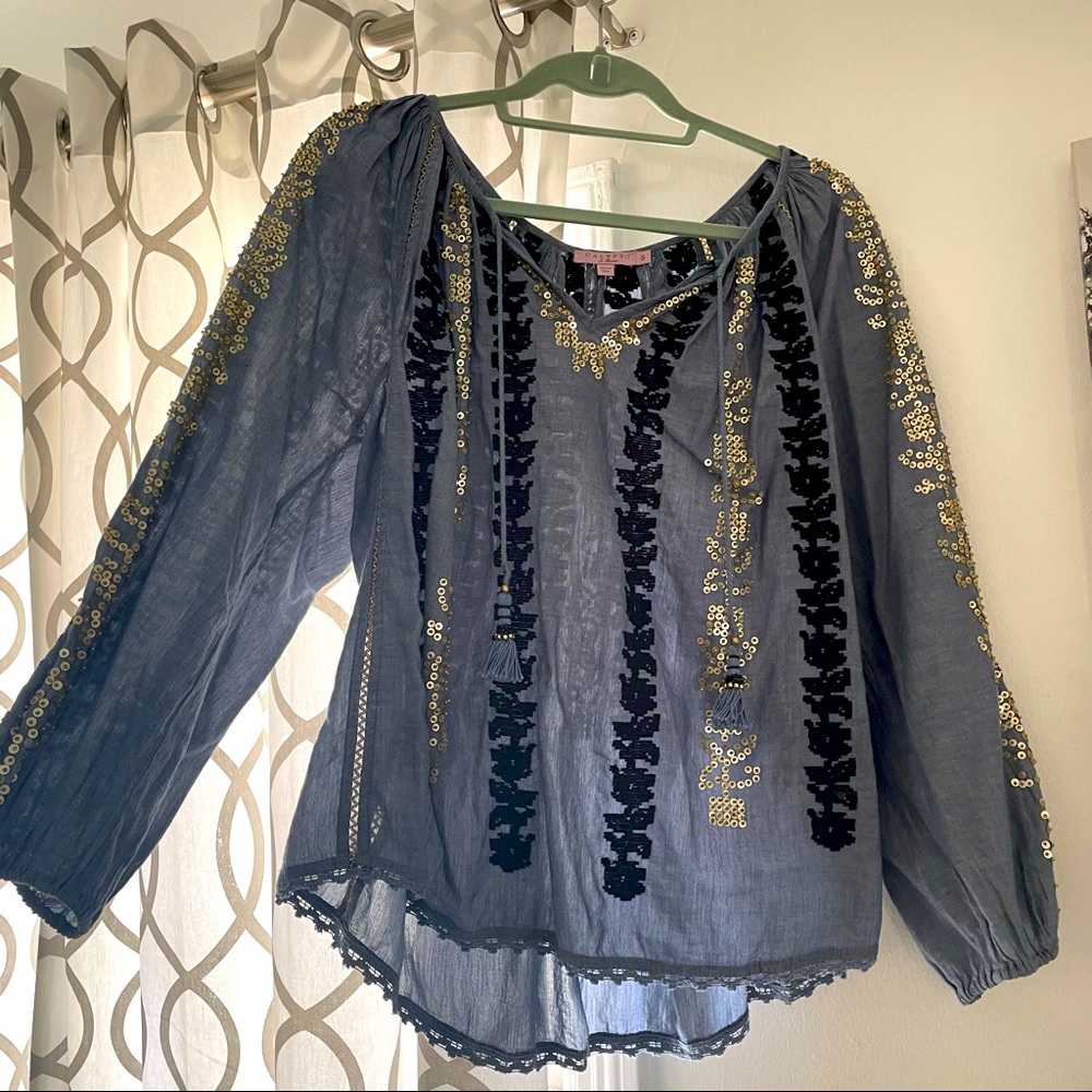 NWOT ✨Calypso blue sequin beautiful blouse!